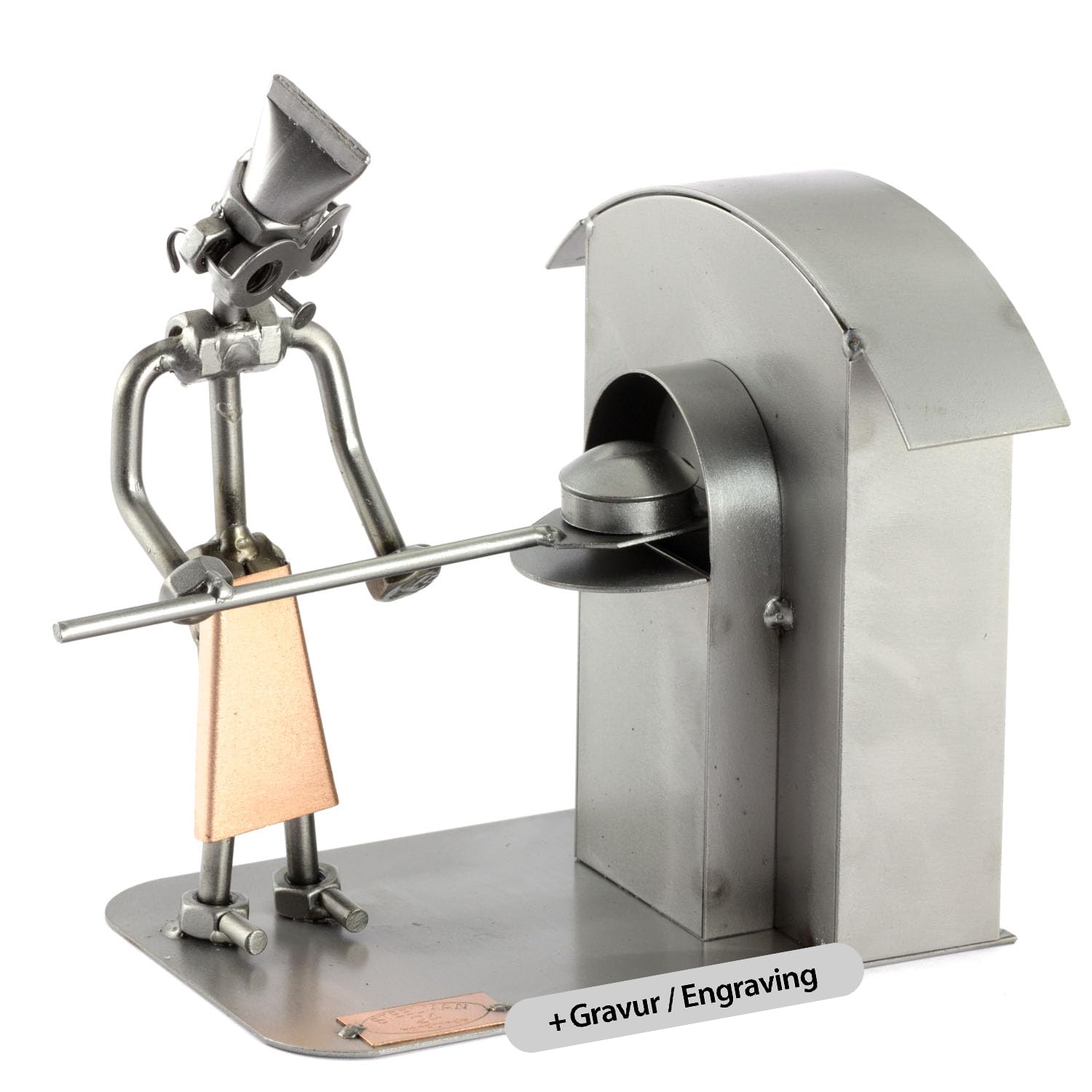 Steelman24 Schraubenmännchen Bäcker mit Gravur Option | Made in Germany,Handarbeit,Geschenkidee,Stahlfigur,Metallfigur