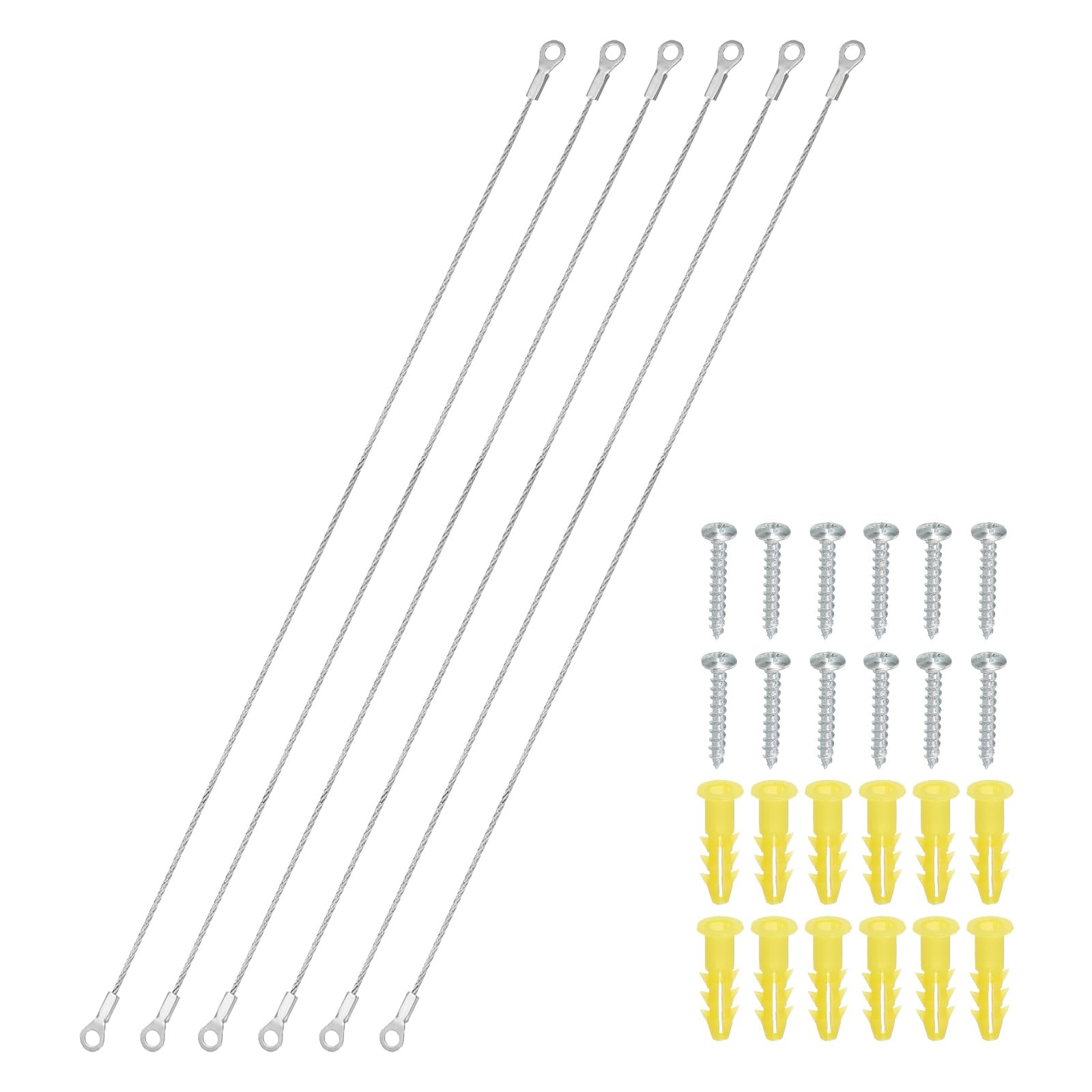 Câble de limitation de porte d'armoire PATIKIL en acier inoxydable de 30,5 cm avec vis, lot de 6