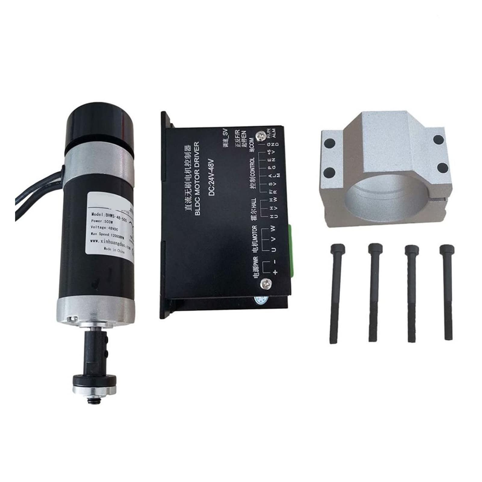 Silnik Wrzeciona, Silnik wrzecion bez szmotru 48 V 500 W wrzeciona+5 7 mm Zacisk za pomocą śrub+ 48V bezszczotkowy sterownik silnika+ 4 8vdc 10.5a Zasilacz(Package2)