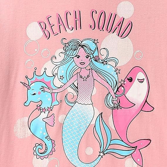 Image of Clotth Theory Girls Super Combed Cotton Regular Fit Round Neck Printed Short Sleeve Tshirt -Combo Pack of 3