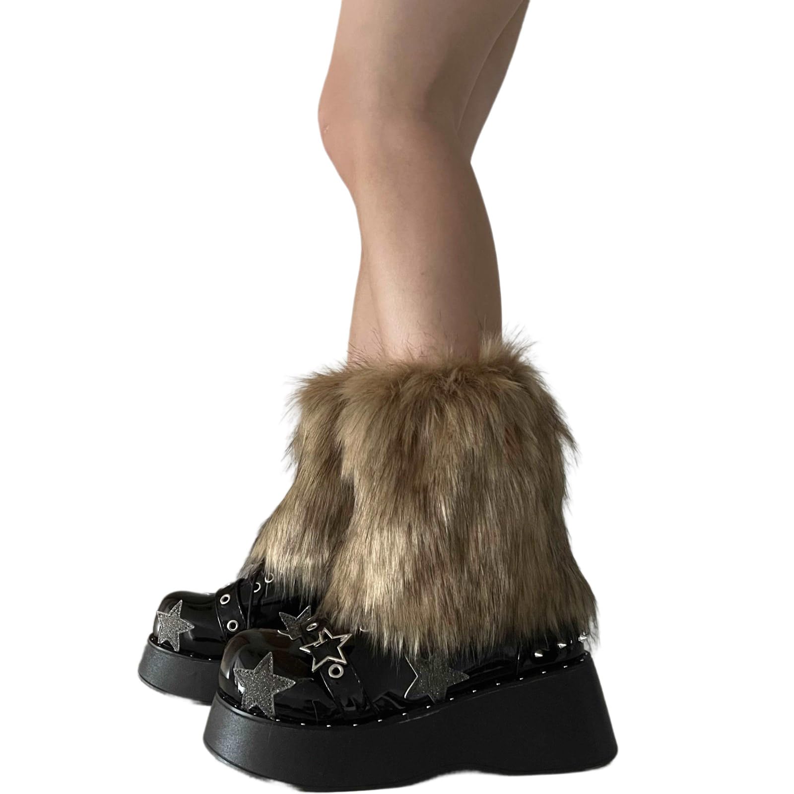 Maxtonser Faux furs Leg Warmers furs heel Long boot Cuffs Cover Has Elastic 1 Pair Carnivals Boot Cover Girls Uniform