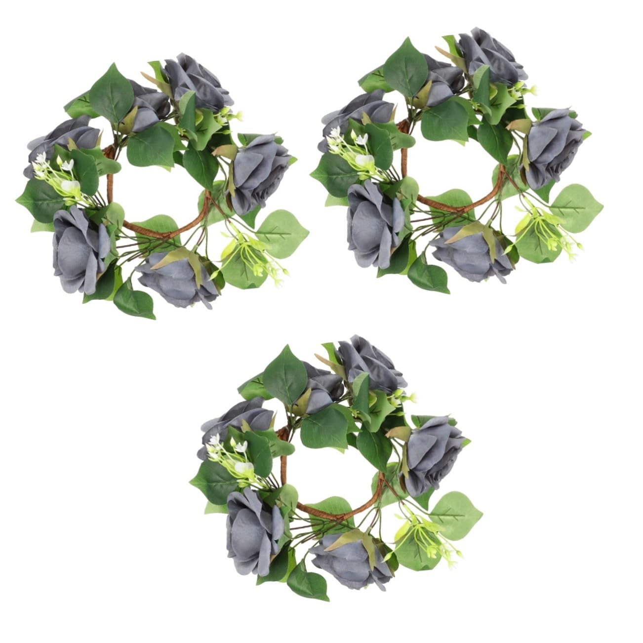 Ornament 3st Kerzengirlande Hochzeitslayout-Requisiten Kerzen Aus Künstlichen Blättern Mini-Blumenkranz Tischdekorationen Frühlingskerzenkranz Blumendekor Seidentuch Rosen Pflanze