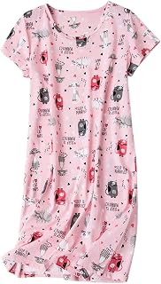 SISKIN Nightgowns for Women Cotton Sleep Shirts Womens Nightgown Short Sleeves Print Night Shirts Soft Sleepwear