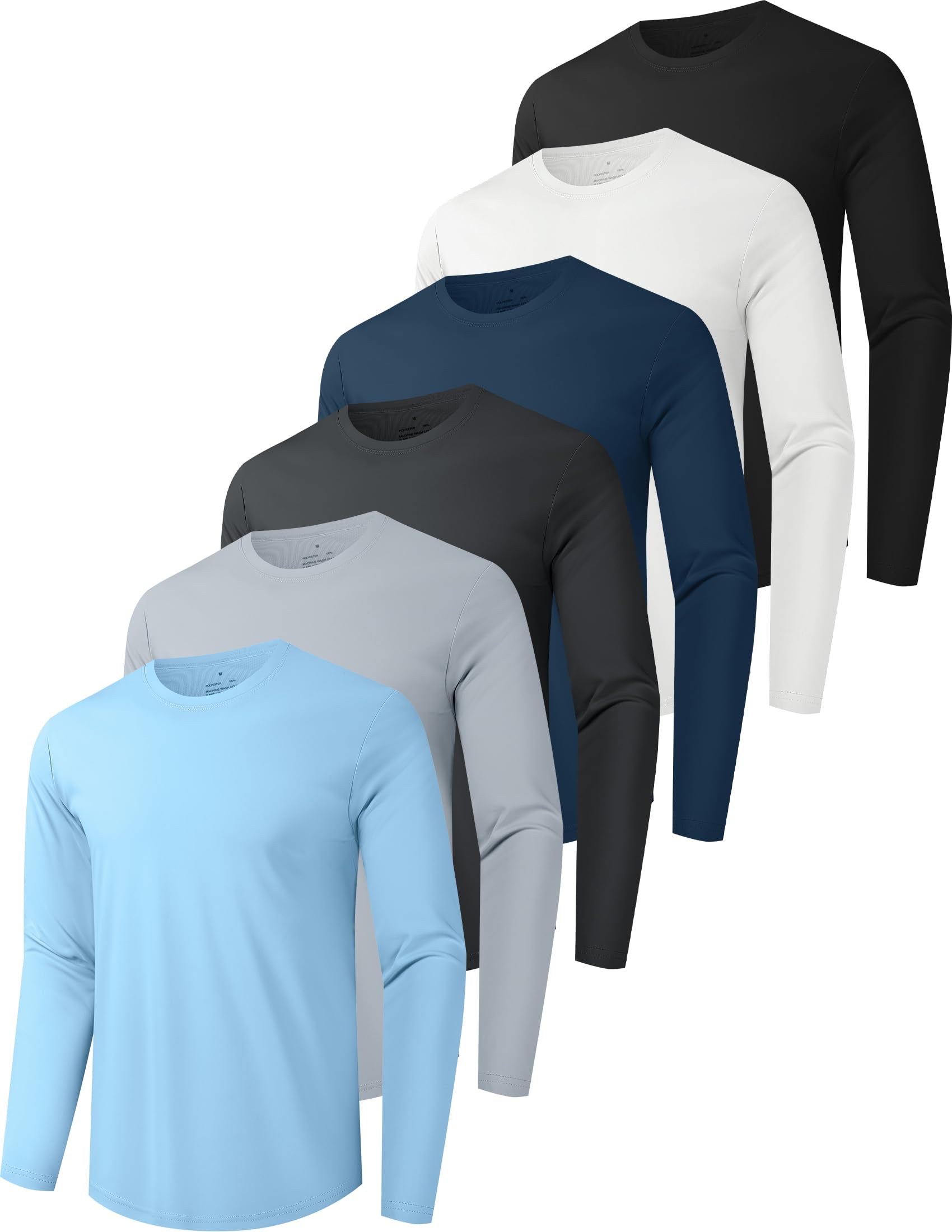 OYGSieg 6-Pack Men's Quick Dry Long Sleeve Shirts
