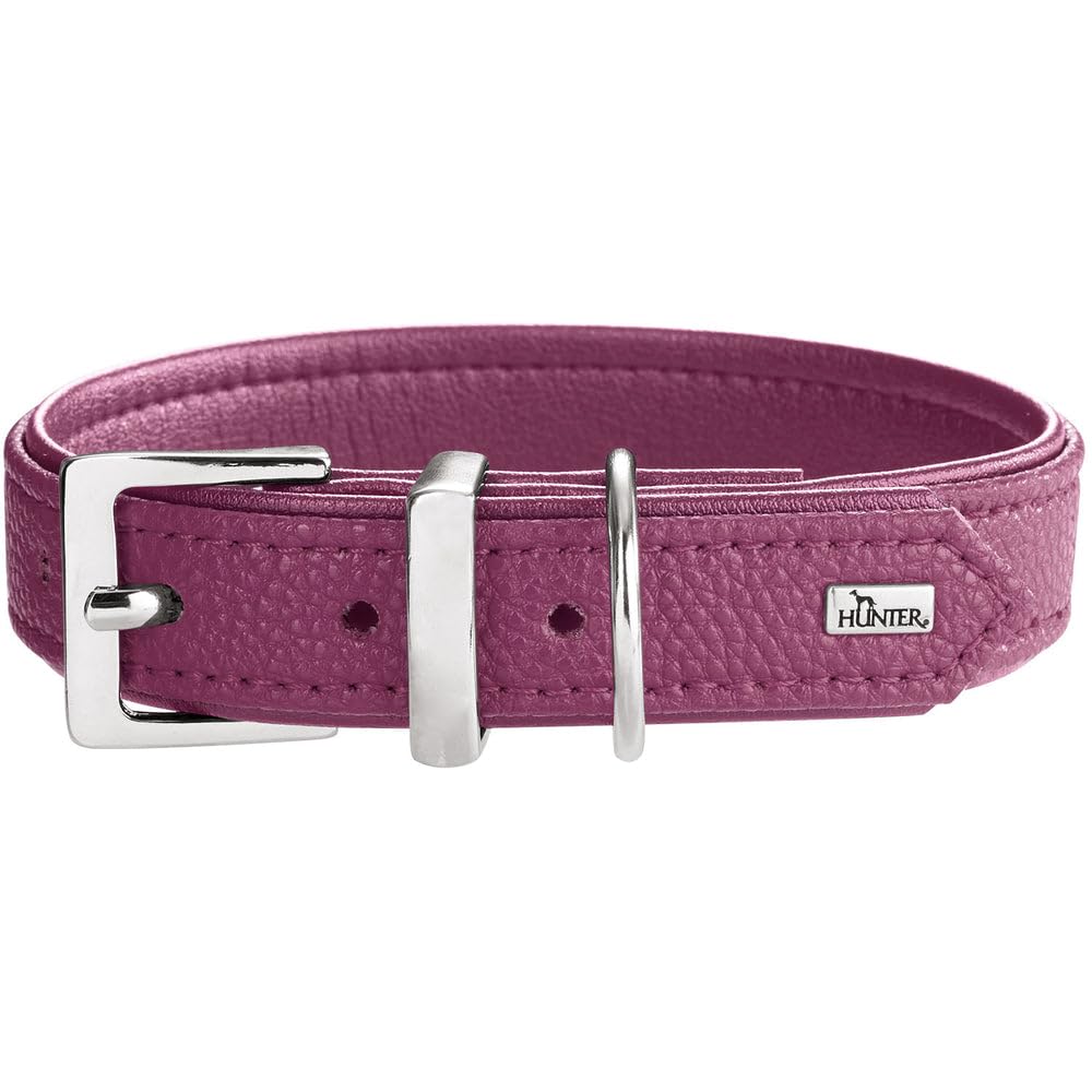 HUNTER Hundehalsband Sofia, Farbe: Himbeer, Kunstleder in Rindnappa-Optik, pflegeleicht, Brilliant gefärbt, weich gepolstert, reißfest, Made in Germany, Größe 45