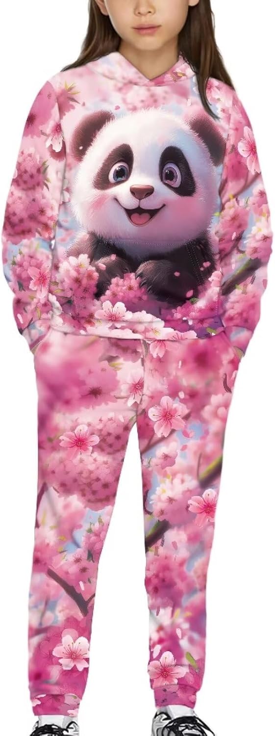 Renewold Girls Tracksuits Long Sleeve Kids Hoodie Sweatshirt and Jogger Sweatpants 2 Piece Sweatsuits Set Activewear