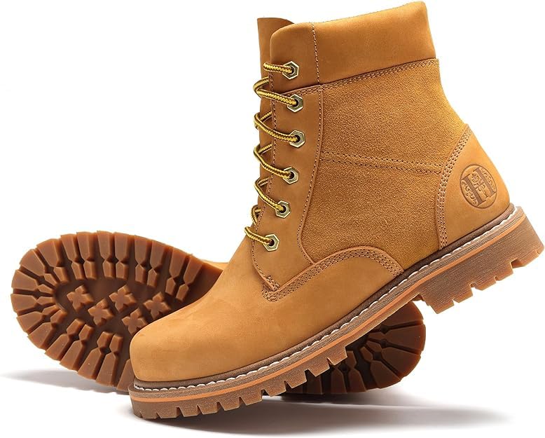 Image of CONRAD Wheat Nubuck Work Boot Collection: Sturdy, Soft Toe, Slip-Resistant Safety Shoes for Men
