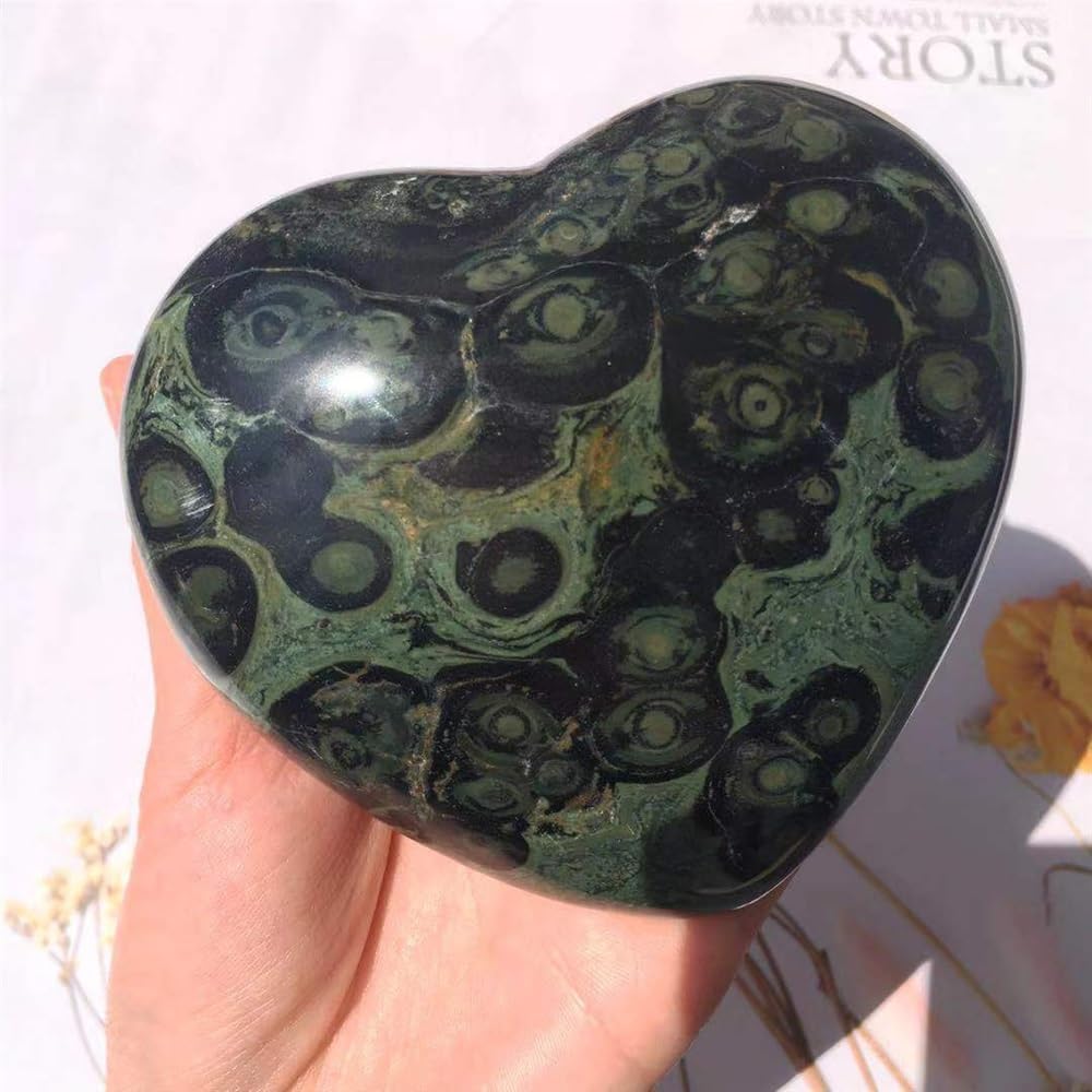 Green Kanba Sphere Quartz Crystal Heart-Shaped, Home furnishings, Decoration (Size : 400-450g)