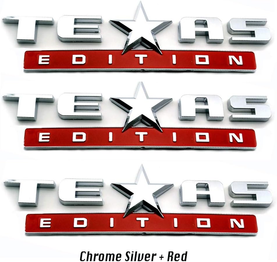 1PC TEXAS EDITION EMBLEM Silver+Red CHEVY SILVERADO SIERRA UNIVERSAL