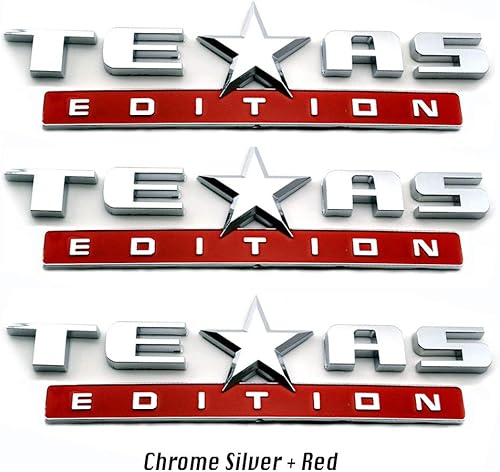 Miniatura 10 de 1 emblema de edición de Texas plateado, negro, plateado y rojo, todo negro/negro y rojo/bandera estadounidense plateada, bandera estadounidense