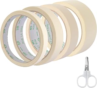 JANKOW 4 Rolls White Masking Tape, Painters Tape, Labeling Tape, Art Supplies, Multi-Purpose Tape, Great for Labeling, DIY Decoration, Crafts, Multi-Purpose Tape, Coding Decoration, White