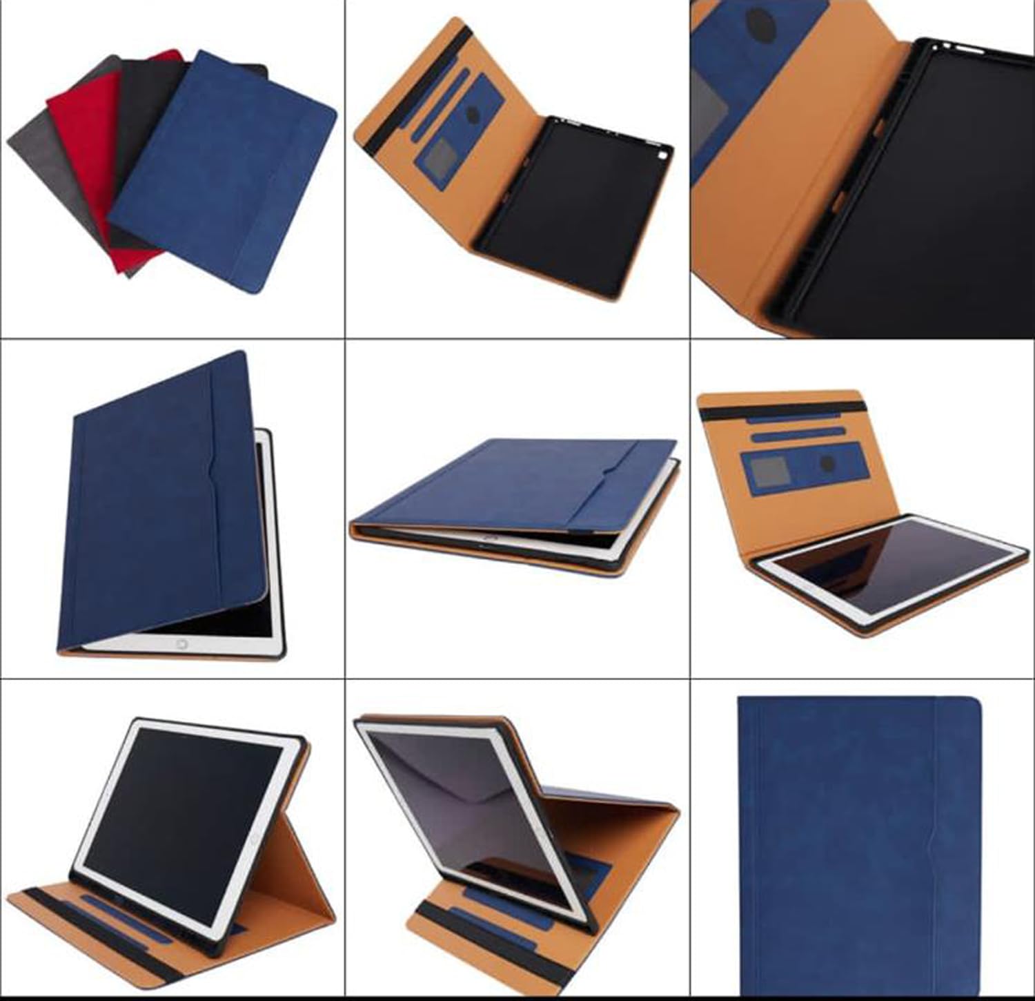 Custodia Portafoglio Per IPad Pro 12.9 Pollici 2018-2022 Con Supporto Penna E Slot Documenti – Pelle PU Colorata + 6 Pennini