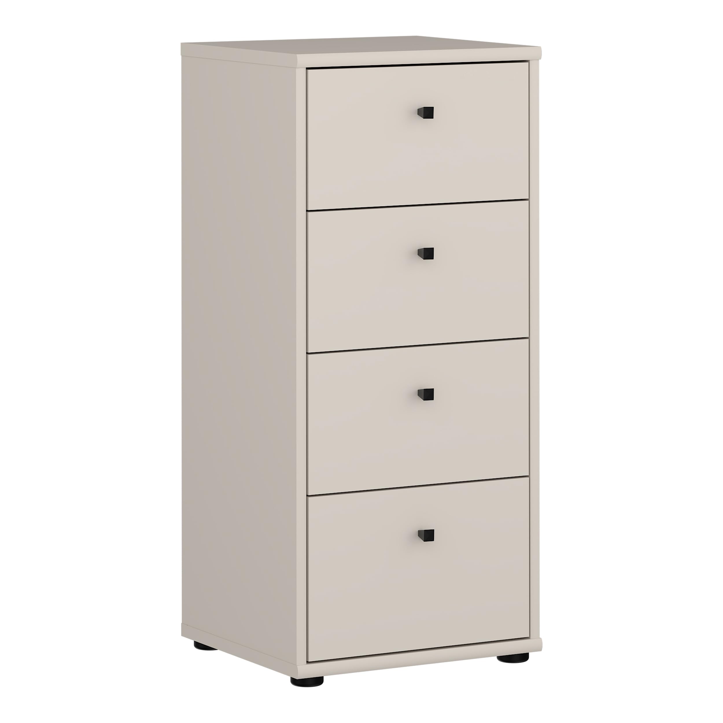 Forte TEMPRA 2 Kommode 40, Moderne Kommode mit 4 Schubladen, Holzwerkstoff, Schlafzimmer, Wohnzimmer, Büro, Kaschmir|Beige, 38,6 cm breit x 85,5 cm hoch x 34,8 cm tief