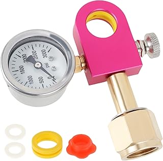 Soda Refill Adapter Stainless Steel Co2 Cylinder Refilling Adapter with Big Pressure Gauge Professional Soda Exchange Carbonator Refill Quick Adapter fit Duo Terra Art for 60L Pink Co2 Cylinder