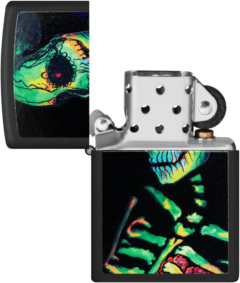 Zippo Glowing Skull Design Black Matte Pocket Lighter