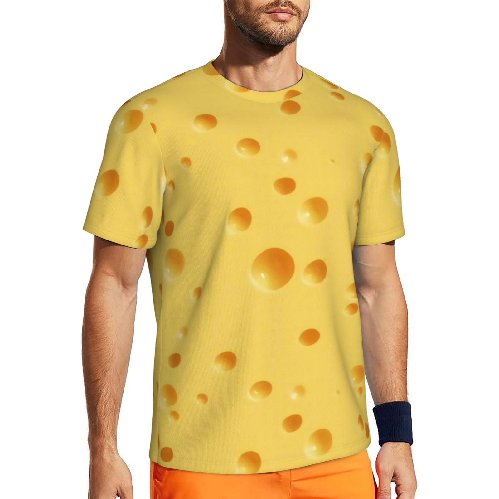 Blue - Camiseta de manga corta con cuello redondo y malla para hombre, atlética, para correr o ir al gimnasio