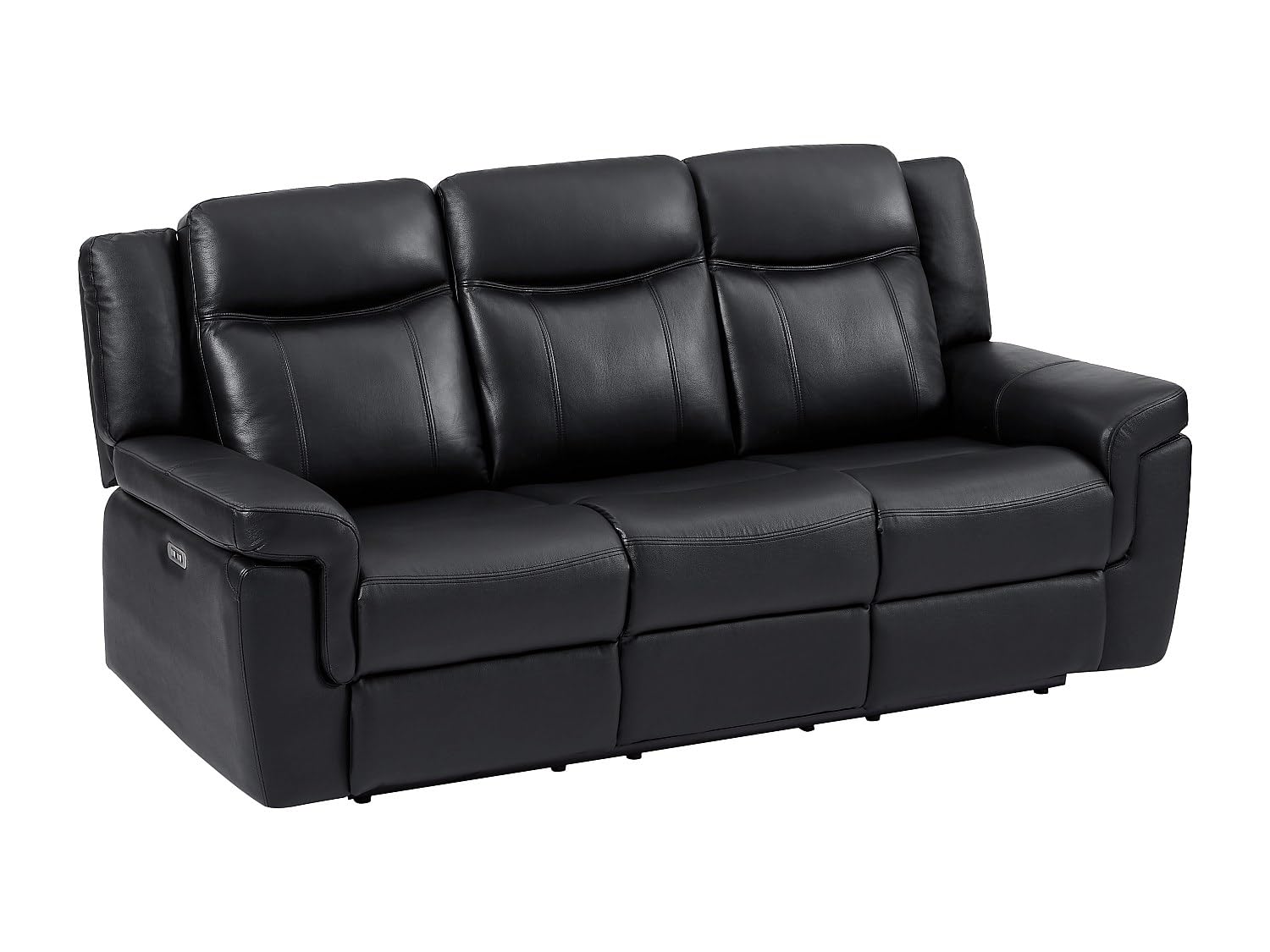 Vente-unique - Sofá Relax 3 plazas Kenneth - Piel - Negro