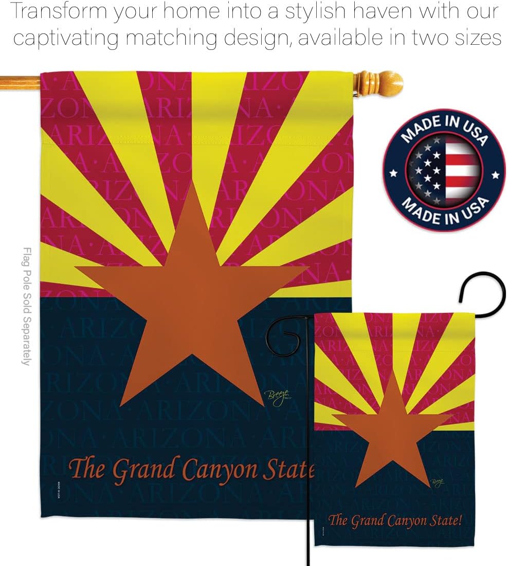 Breeze Decor G158079 Arizona Americana States Impressions Decorative Vertical Garden Flag 13" x 18.5" Printed In USA Multi-Color