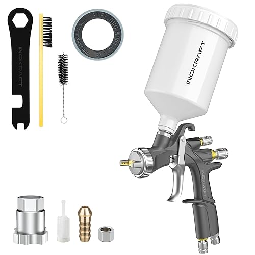 InoKraft D1 LVLP Air Spray Gun Basic Kit, Ease of use, Paint Gun for Cars & House DIY Painting, 1.3mm Nozzle, with Paint Sprayer Accessories