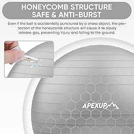 APEXUP Yoga Ball Exercise Ball, Anti Slip Stability Ball Chair, Heavy Duty Large Gym Ball for Fitness, Balance, Core Workout and Physical Therapy (XL (27~30) 75cm, Silver)