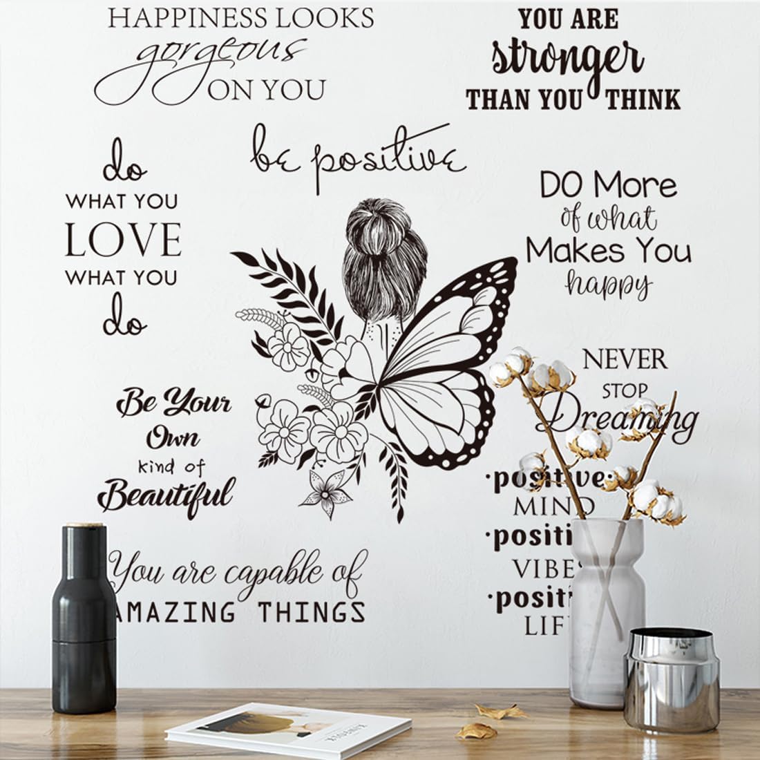 Inspirational Wall Decals Peel and Stick Vinyl Quotes Wall Decor Motivational Positive Saying Wall Art for Living Room Bedroom Office Bathroom Home Decor Stickers Decor