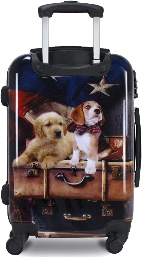 review Chariot Printed Expandable Hardside Spinner Luggage Set, Freedom Pups, 3-Piece (20/24/28)