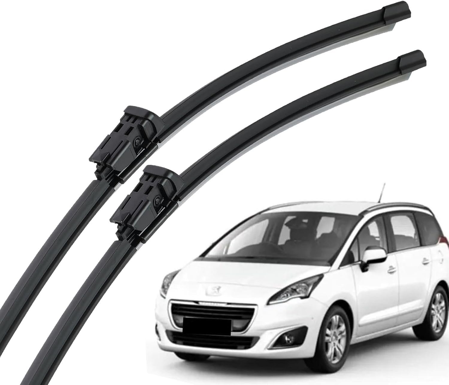 RESKIU Car Front Windshield Wiper Blade Set Replacement for Peugeot 5008 MK1 2009-2017, All Season Windscreen Wipers Quiet Easy Installation