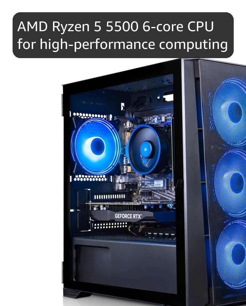 ADMI Gaming PC - AMD Ryzen 5 5500 - NVIDIA RTX 3050 6GB GDDR6-16GB 3200MHz DDR4-1TB NVMe - X= Airflow RGB (Black) - WiFi - Windows 11