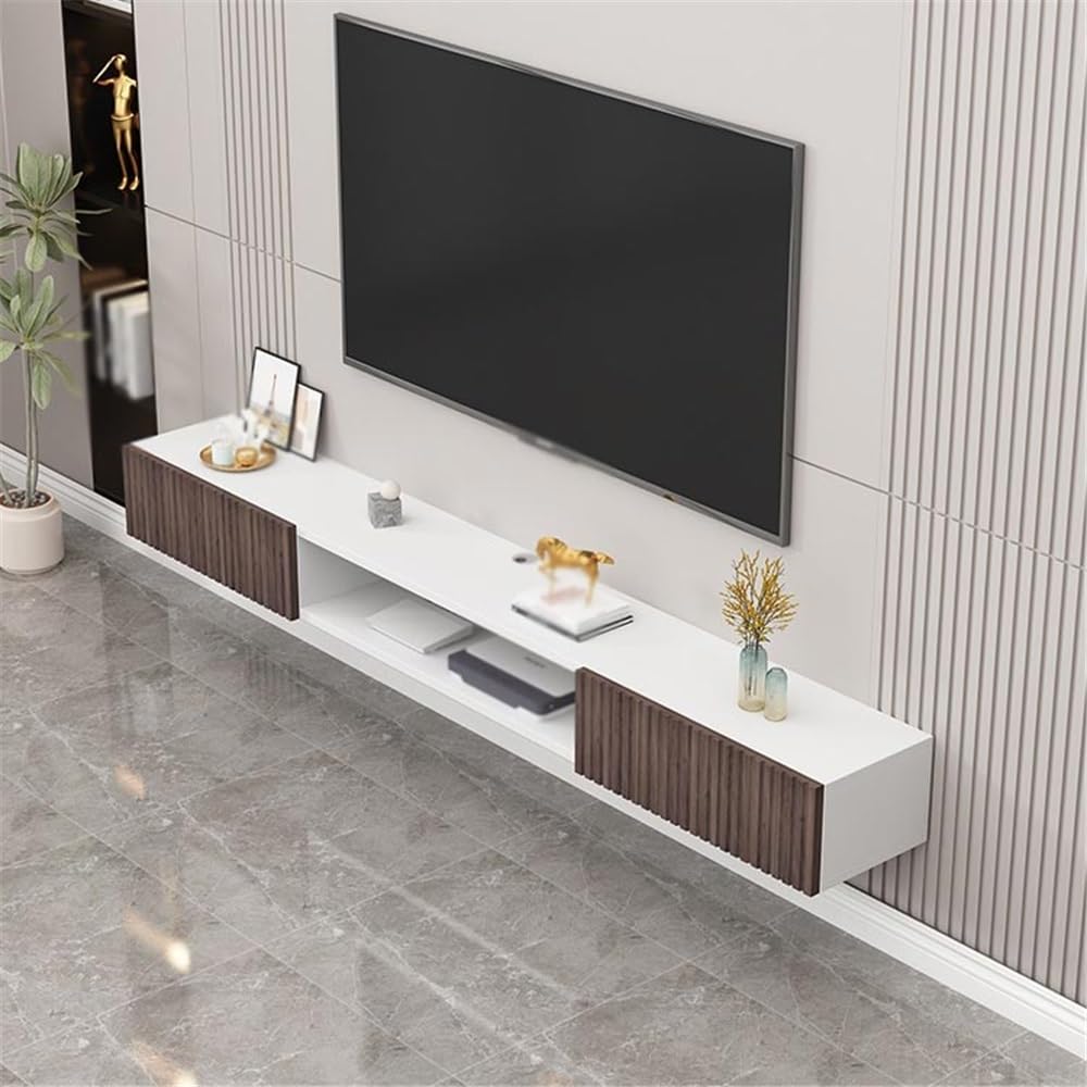 Soporte TV Pared Consola Multimedia de TV con Centro Entretenimiento Pared y estantes flotantes Puerta for Sala Estar Mueble de TV con estantes