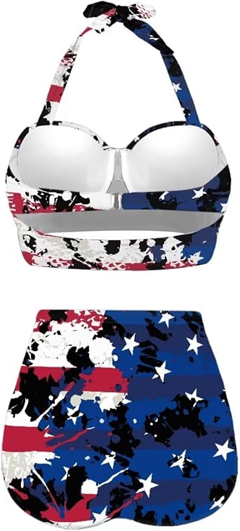 Women Two Piece Swimsuit High Waisted Tummy Control Bikini Sets Halter Ruched Swimwear