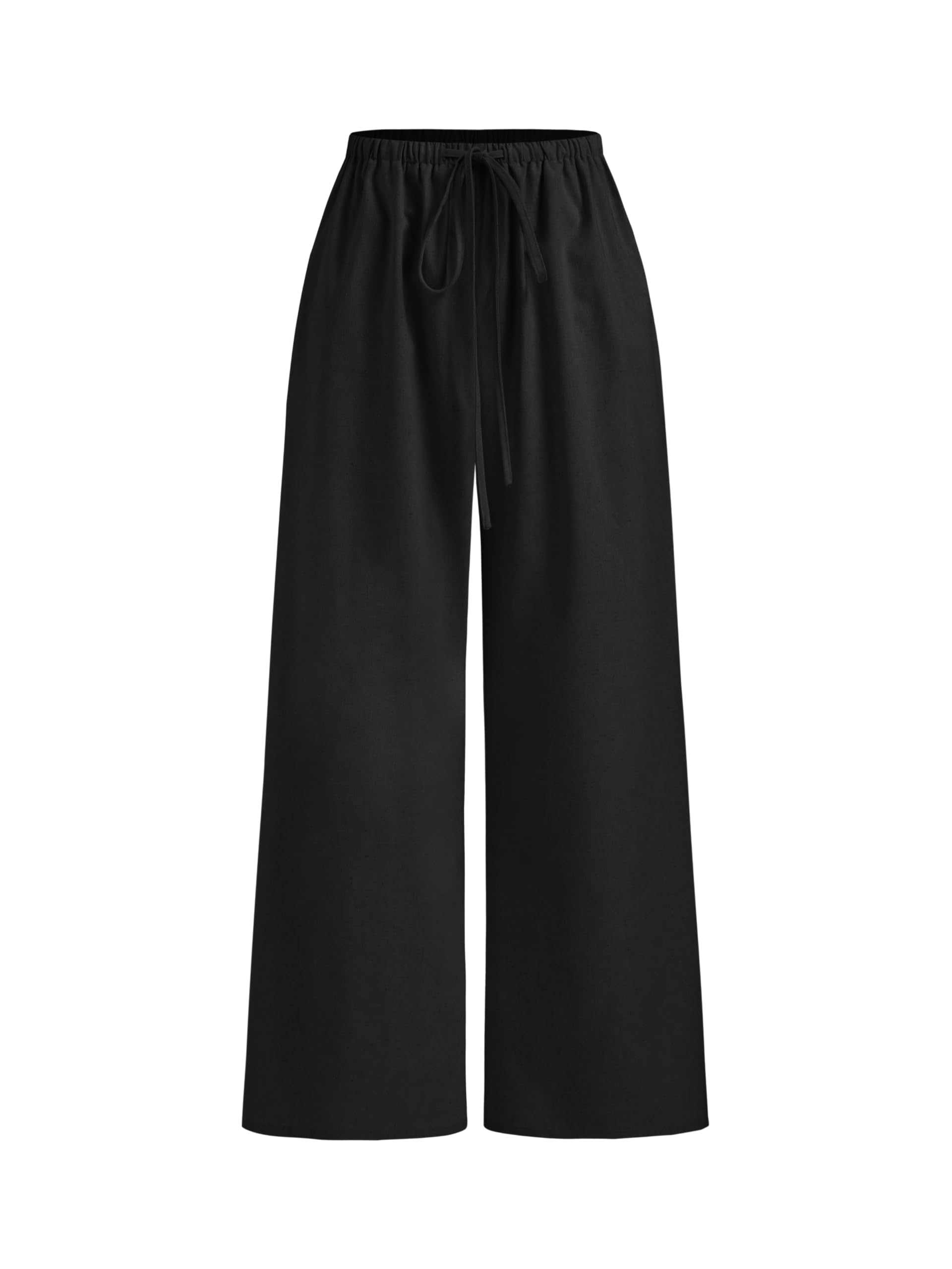 CIDER Linen Pants Women Wide Leg Cropped Palazzo Trousers Low Waist Knotted Loose Fit Cropped Pants