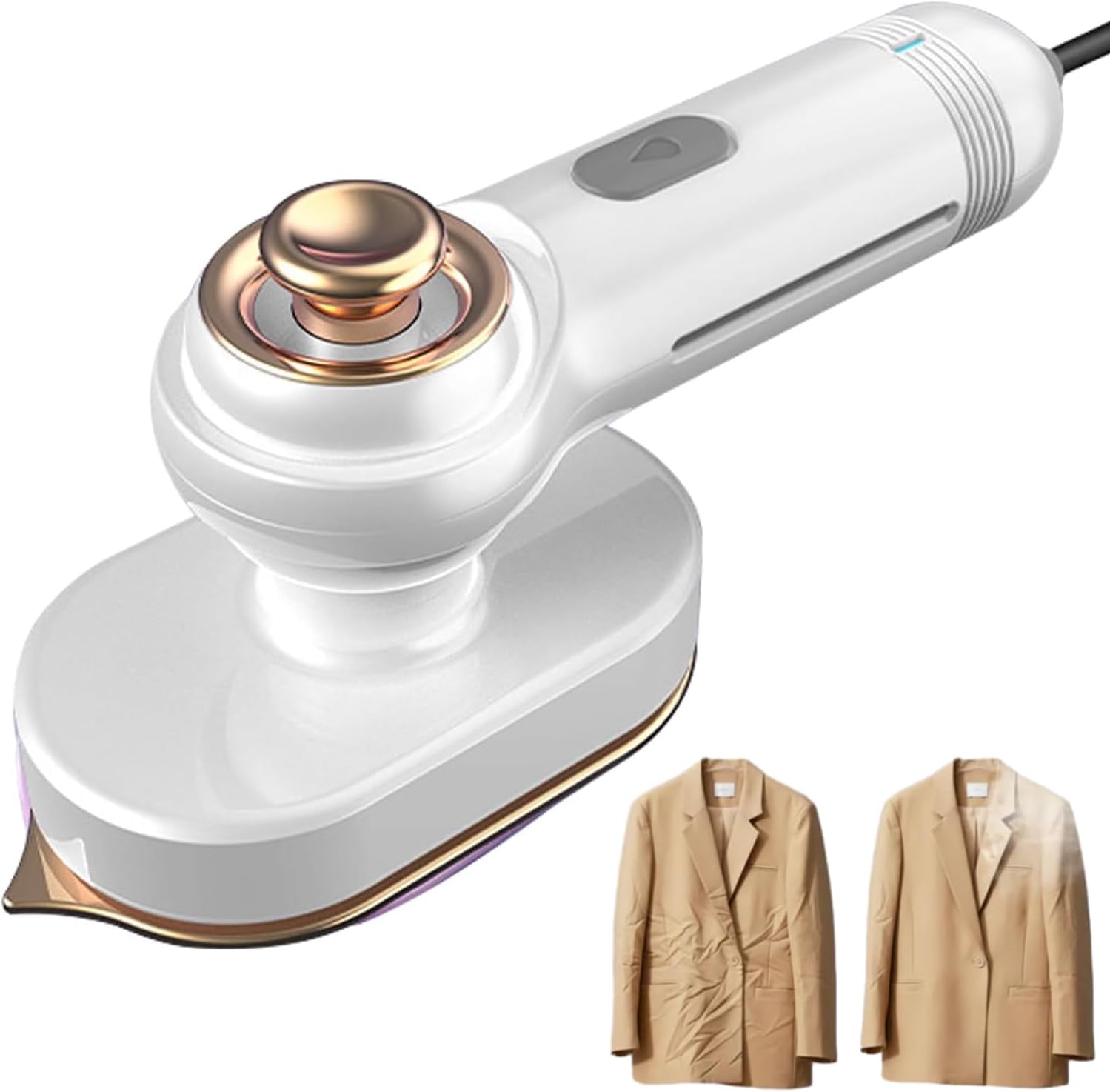 Portable Garment Steamer-Remove Wrinkles Quickly and Effortlessly, 60ml Water Tank,90°Swivel Handle, Wet And Dry Ironing, 20s Fast Preheating,Lightweight And Portable (White)