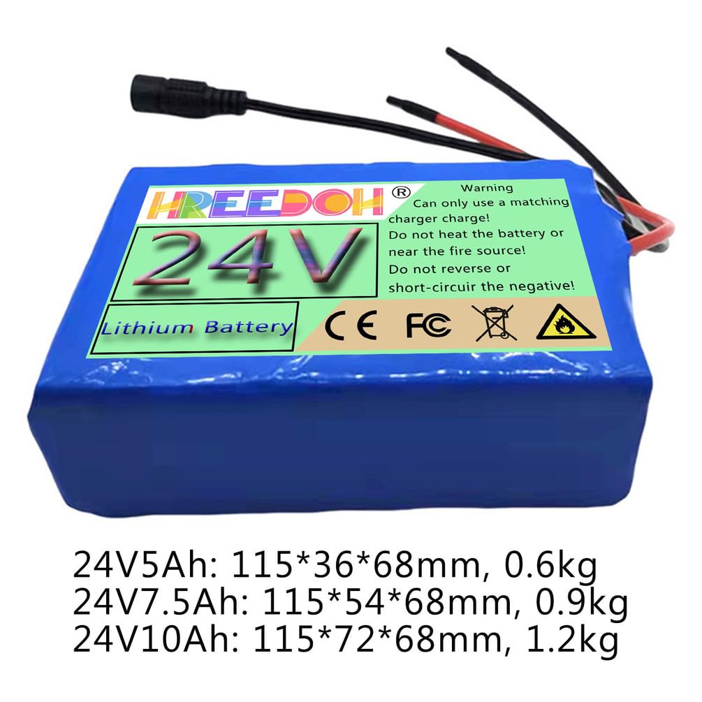 Batteria al Litio 24V Pacco batterie al Litio 24V 5Ah 7.5Ah 10Ah Batterie Ricaricabili con Caricabatterie da 25.2V e BMS