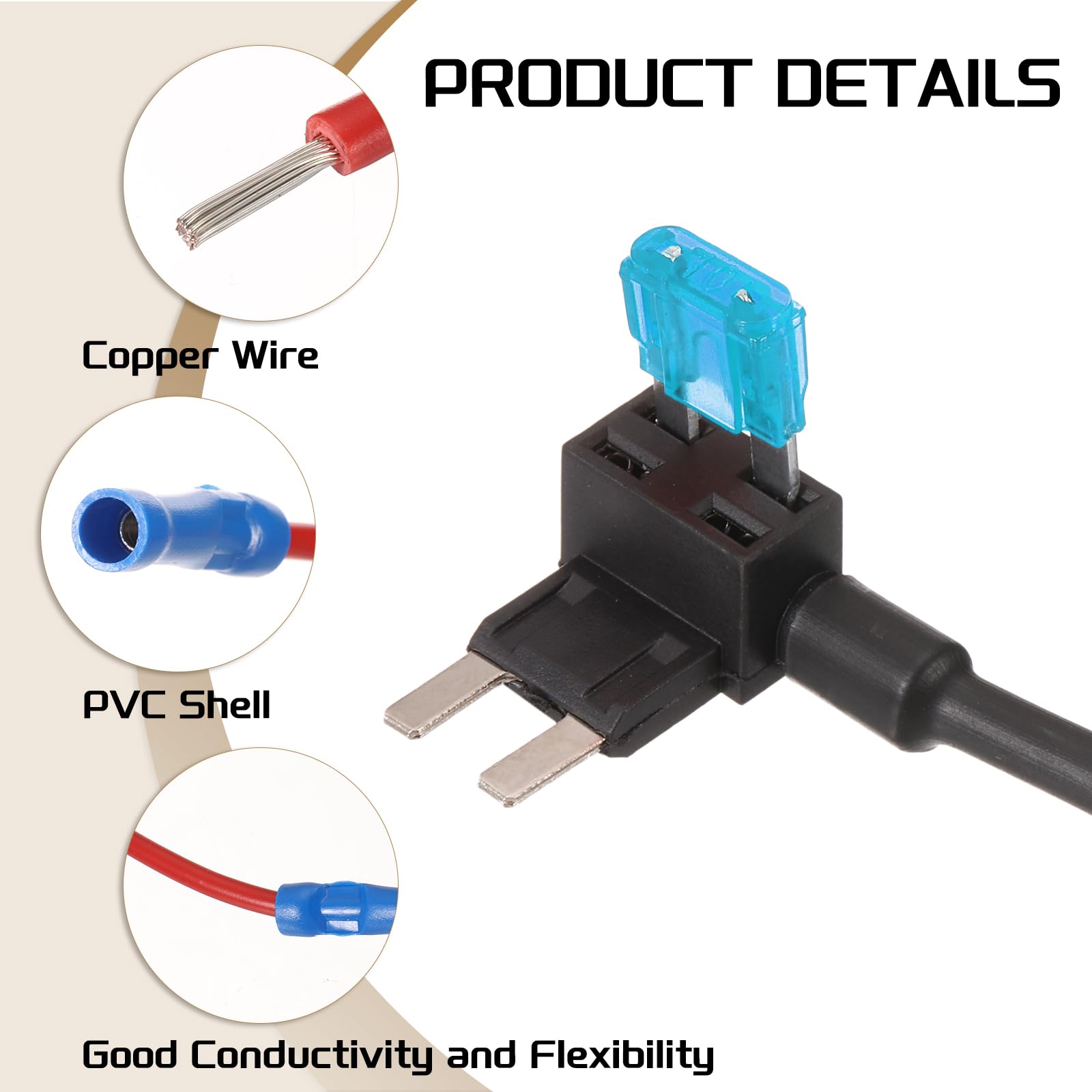 DMiotech Fuse Tap 24V 12V Car Add A Circuit Adapter Blade Fuse Taps Kit 15A for Automotive Trucks Marine 10pcs Blue - Image 3