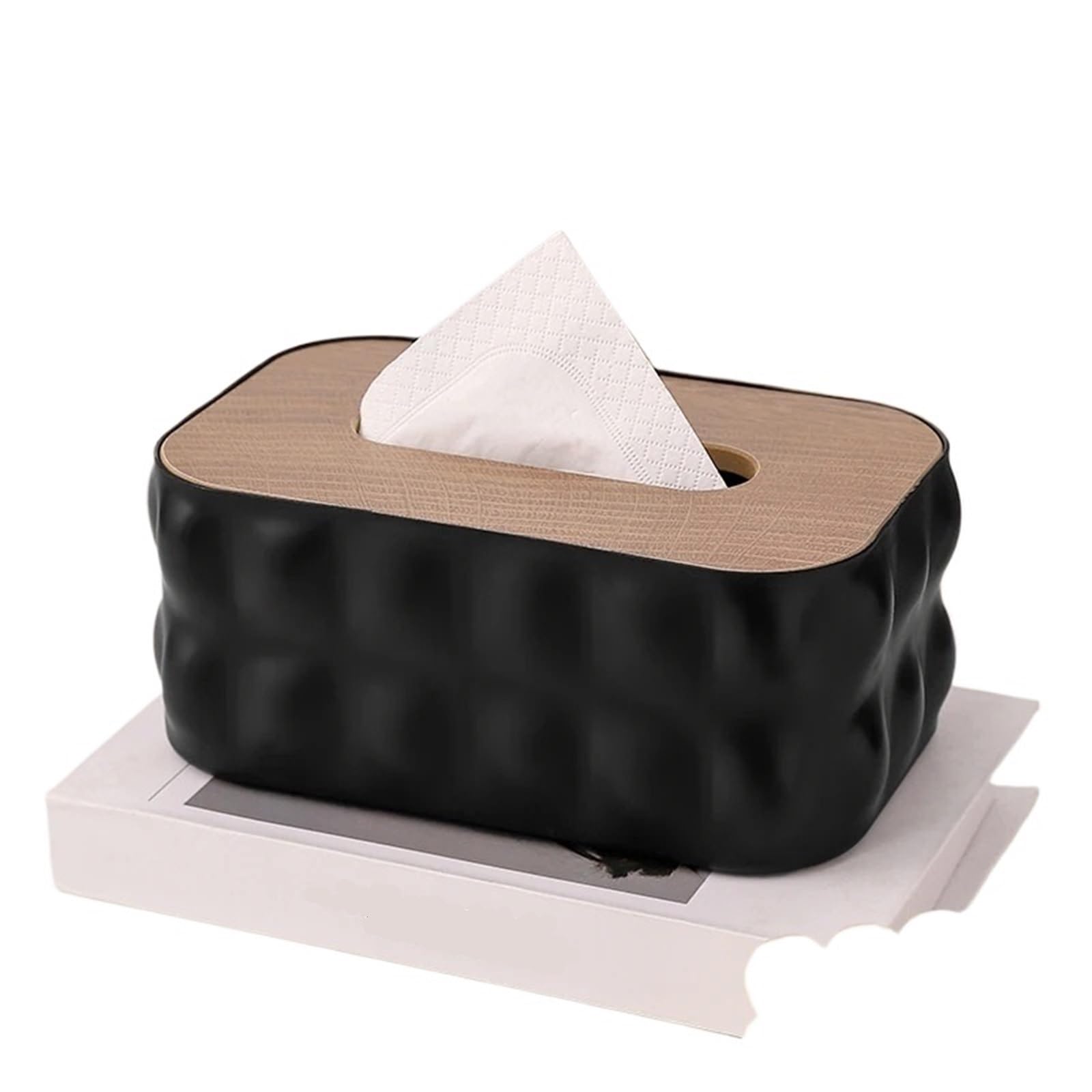 Ropicean 2pcs Elegant Large Capacity Tissue Box with Wooden Lid - Stylish Desktop Organizer for Home and Office