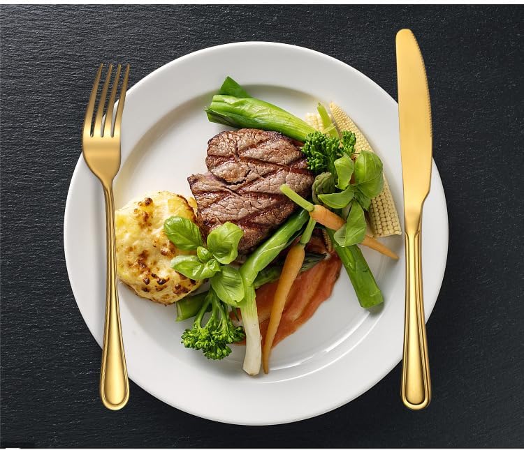 Silverware Flatware Set, 16/20/24 Pieces Stainless Steel Cutlery Set, Knife, Fork, Spoon, Steak Knife And Fork Set, Gift Box (Color : Rose gold, Size : 20Pcs)