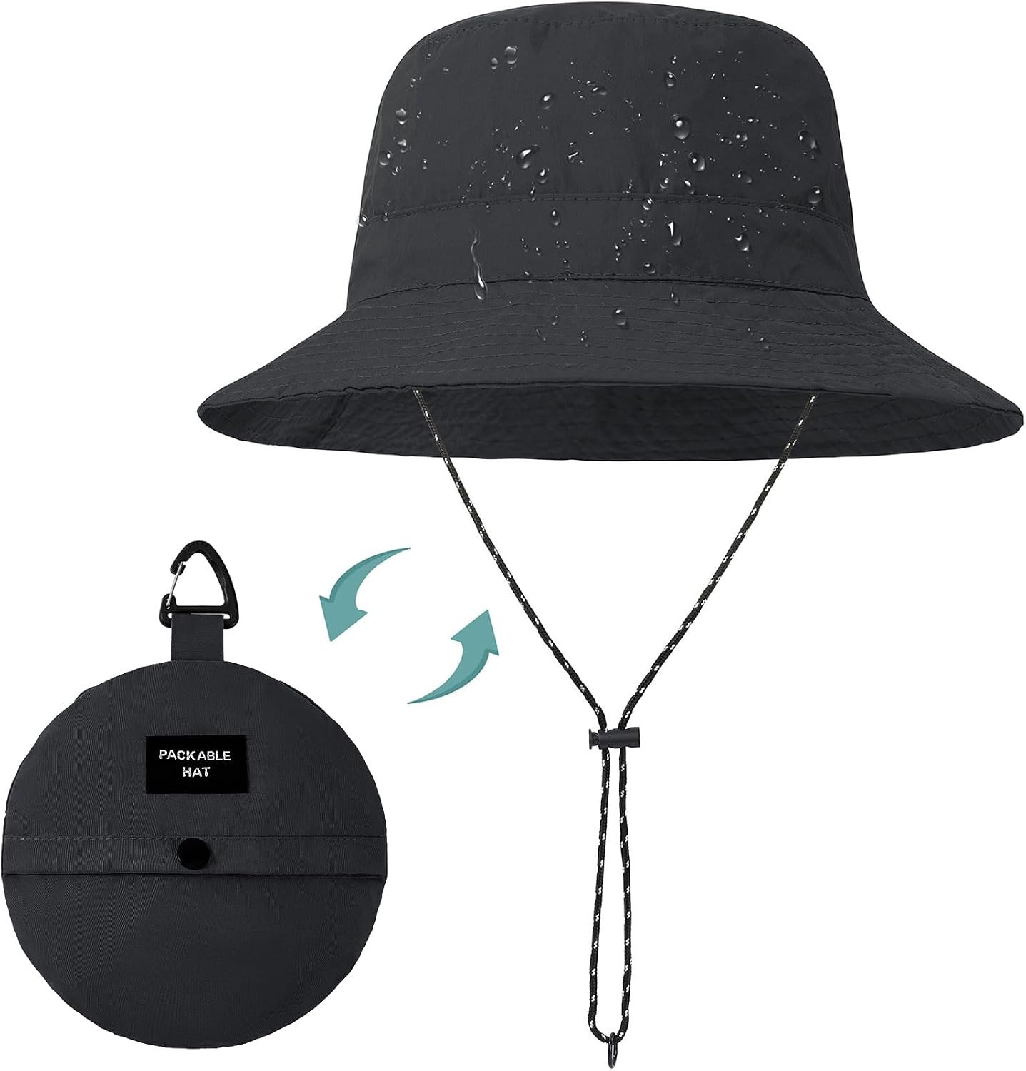 Kids UPF 50+ Waterproof Sun Hat, Packable Wide Brim Bucket Hat image 3