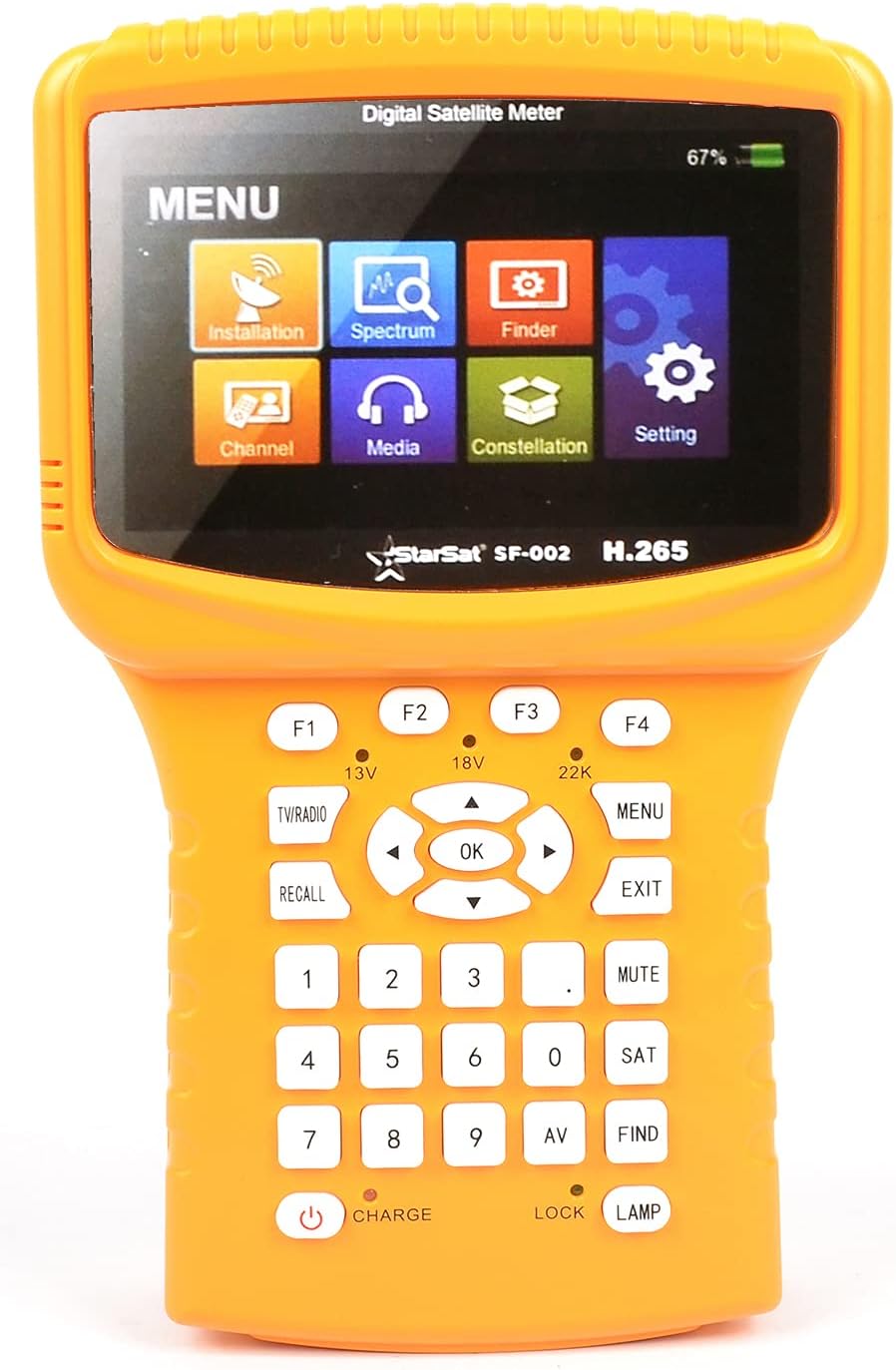 star sat SF-002 Satellite Finder with 4.3" TFT LCD, LED Torch, DVB-S/S2, CCTV Testing, USB, Multi Media, Spectrum Analyzer & Multi-Lingual UI