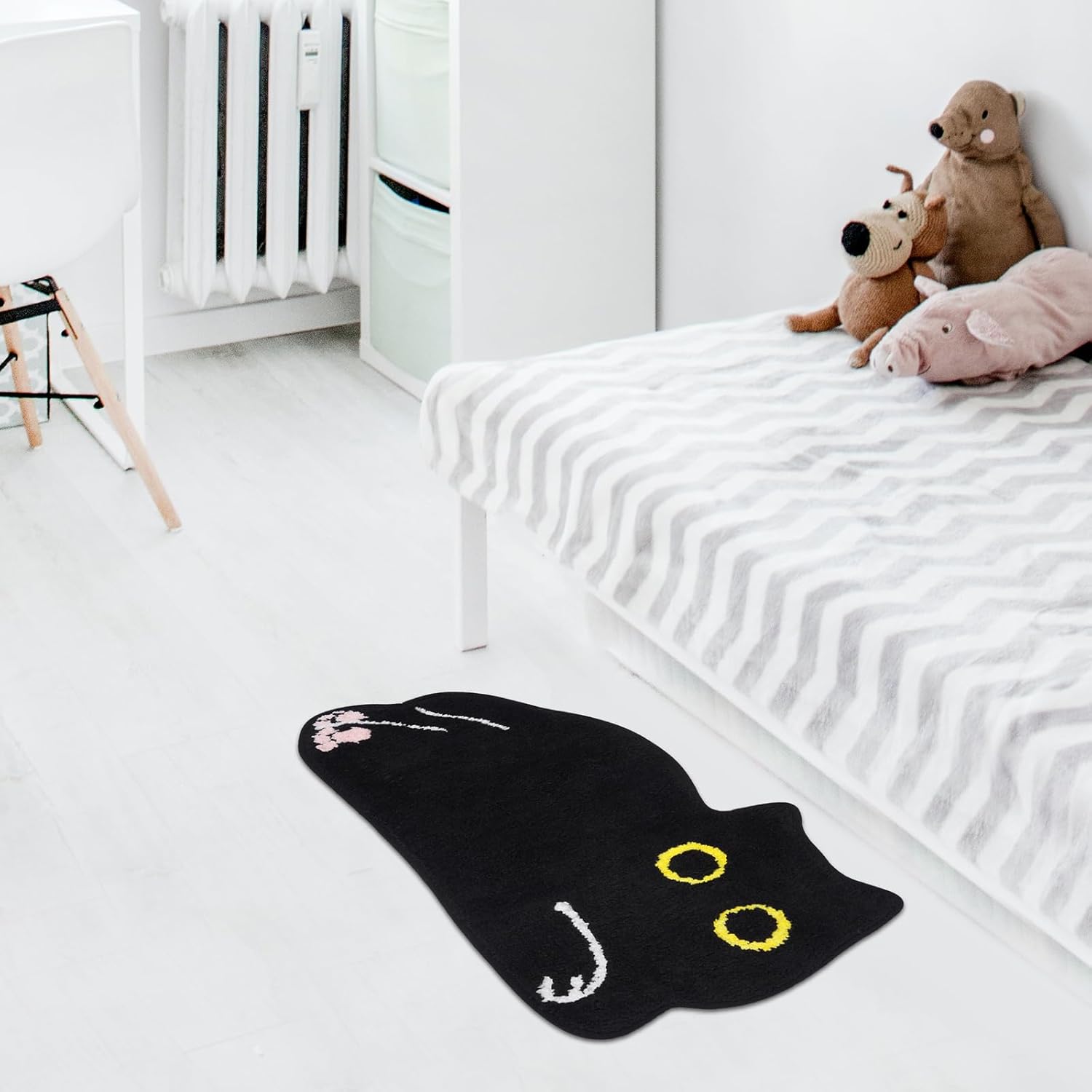 Cat Bath Mat,Soft, Absorbent, Non-Slip Mat for Bathroom, Kitchen, Bedroom - Home Decoration Gift (Lying Down Black Cat Mat, 16''x28'')