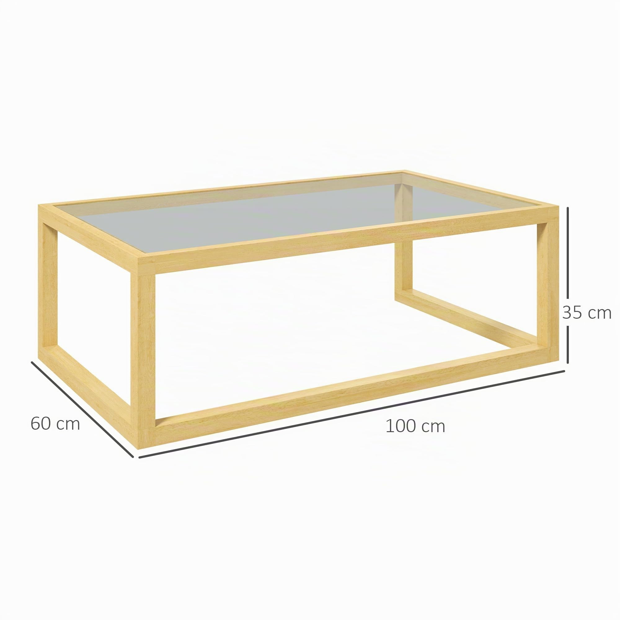 HOMCOM Table Basse Rectangulaire Salon 100L x 60l x 35H cm Bois Naturel