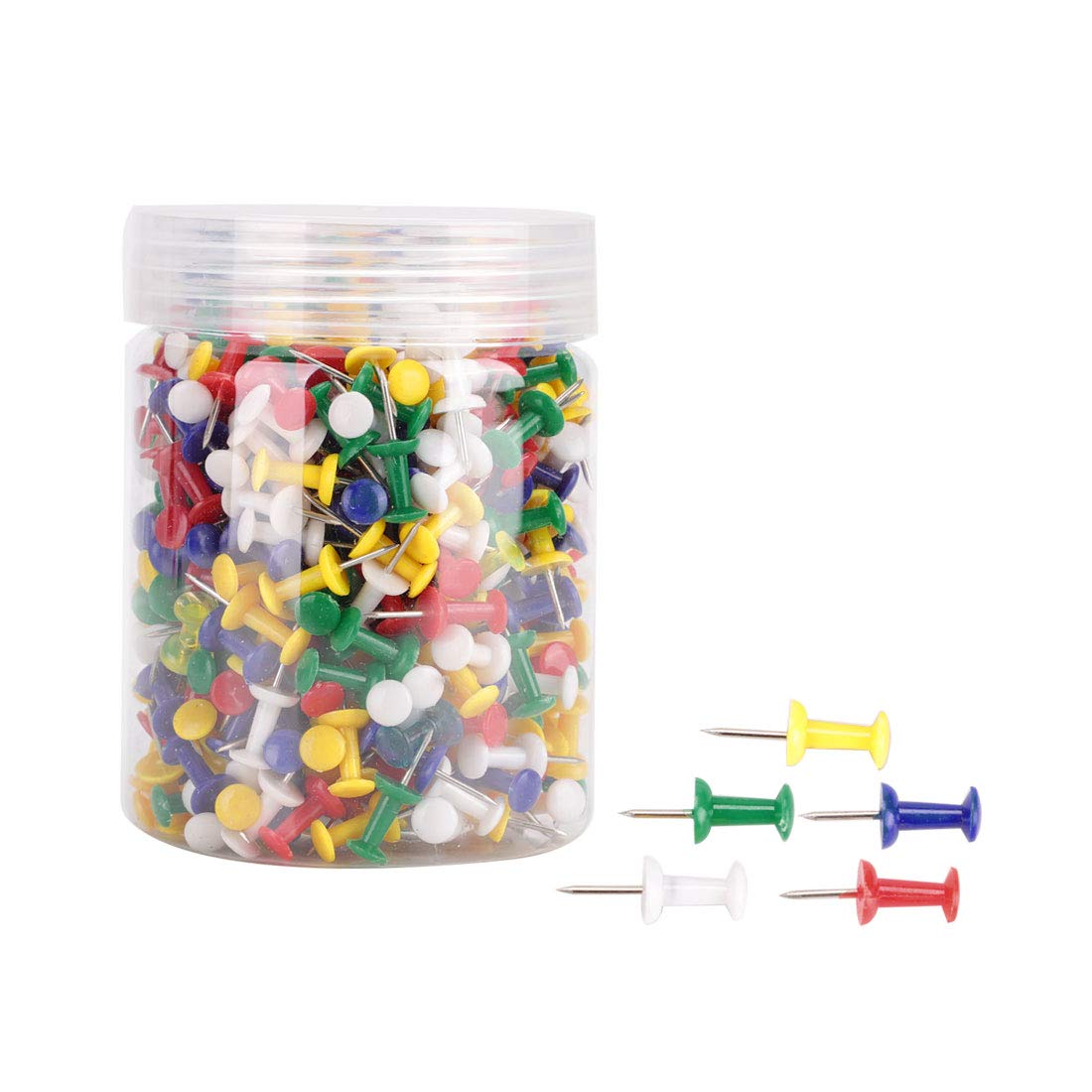 sourcing map 500 Pcs 3/8 Inch Map Push Pins Thumb Tacks Head Tacks Cork Boards Maps Picture Hanging for Home Office Assorted Color