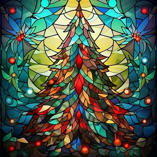 KICHANG Christmas Tree Diamond Painting Kits 5D Diamond Painting DIY Diamond Art Diamond Painting Kits for Adults Round Full Drill Diamond Diamond Dots Diamond Art Kits for Home Decor Gift-12x12inch