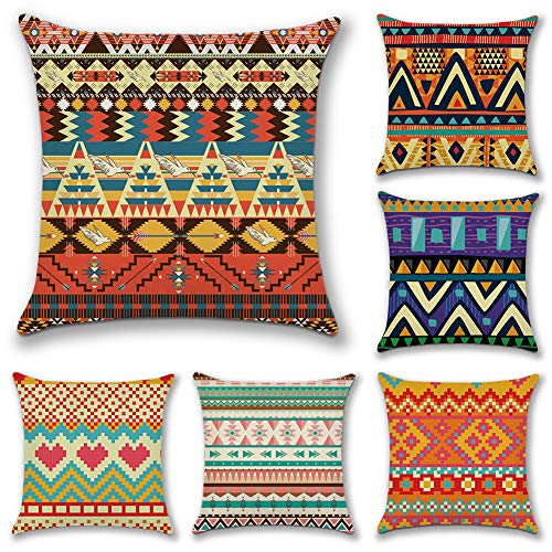 Artscope 6er-Set Dekorativ Kissenbezug 45 x 45 cm, Polyester Leinen Kissenbezüge Dekokissen Kissenhülle Set Kissen Fall…