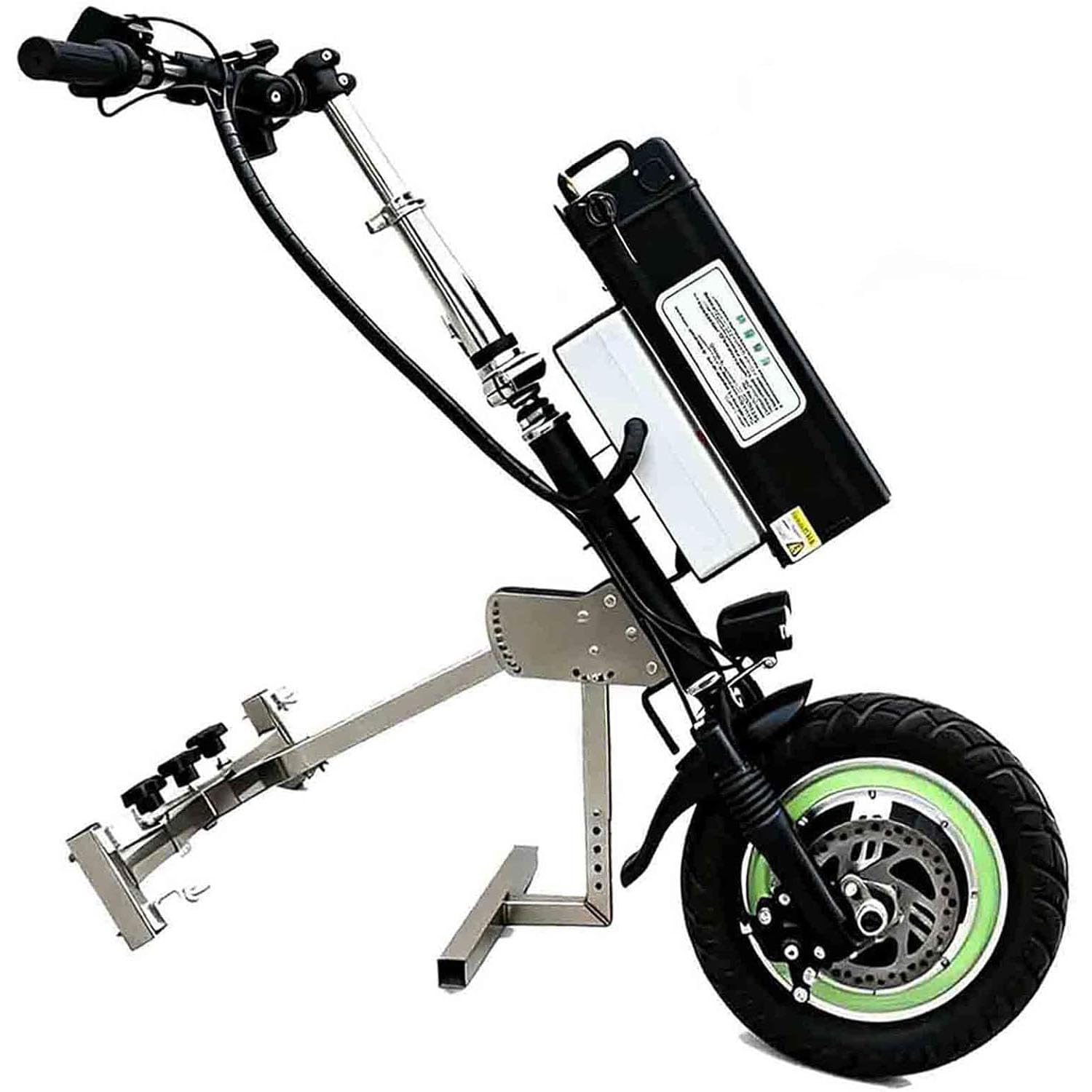 Dispositivo de tracción para Silla de Ruedas de 500 W (Manillar y estabilizadores mejorados), 3 velocidades con luz Delantera y Amortiguador,batería de 48 V, 15/17 Ah,001,A15ah/65KM