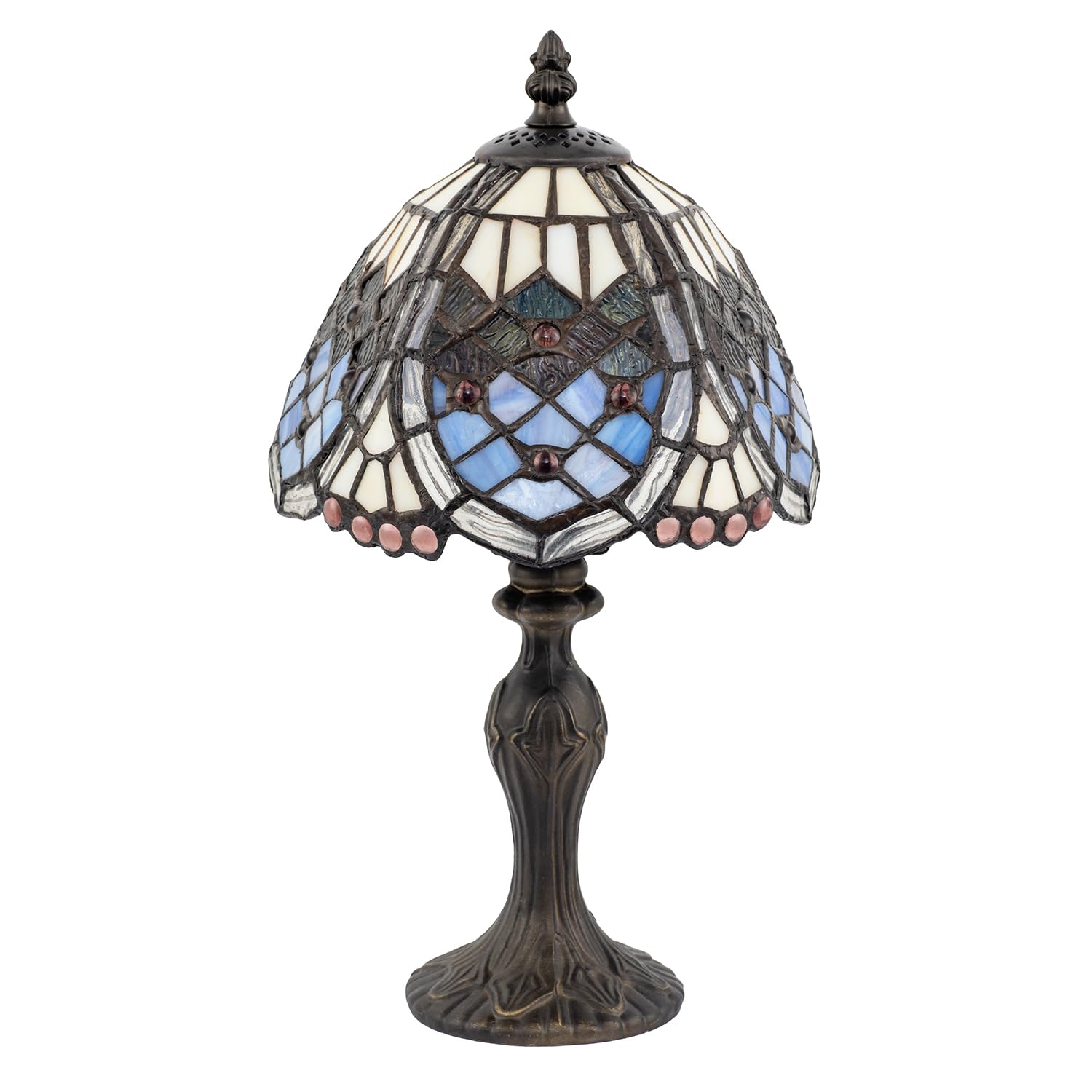 Classic Hand Crafted Round Beaded Tiffany Table Lamp in Lavender Lilac by Hap...