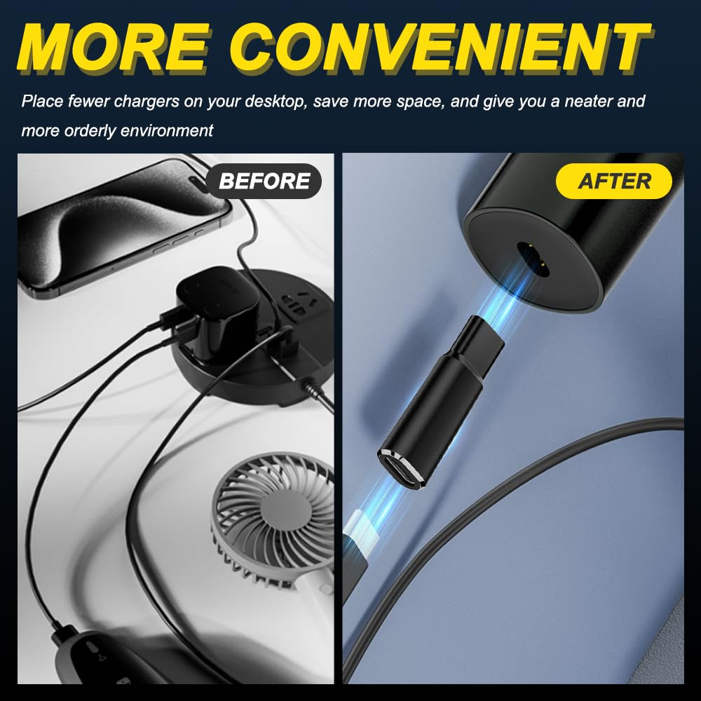 8V Type-C Adapter do ładowarki do golarki do Philips 7000 5000 serii 3000 OneBlade QP2530 Q2630 HQ850, konwerter ładowarki USB-C z lampką LED (2 szt., czarny)