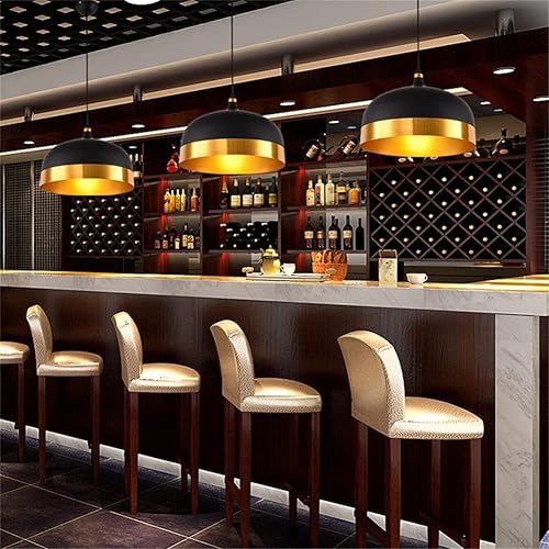 Miniatura 8 de Paquete de 2 lámparas colgantes de cocina negras y doradas, mini candelabros ajustables de color negro mate, lámpara colgante de techo moderna de