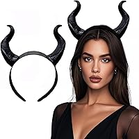 Black Devil Horns Headband - Gothic Halloween Cosplay Headpiece, Flexible Ox Horn Hair Accessory for Women Men Girls Party Costume