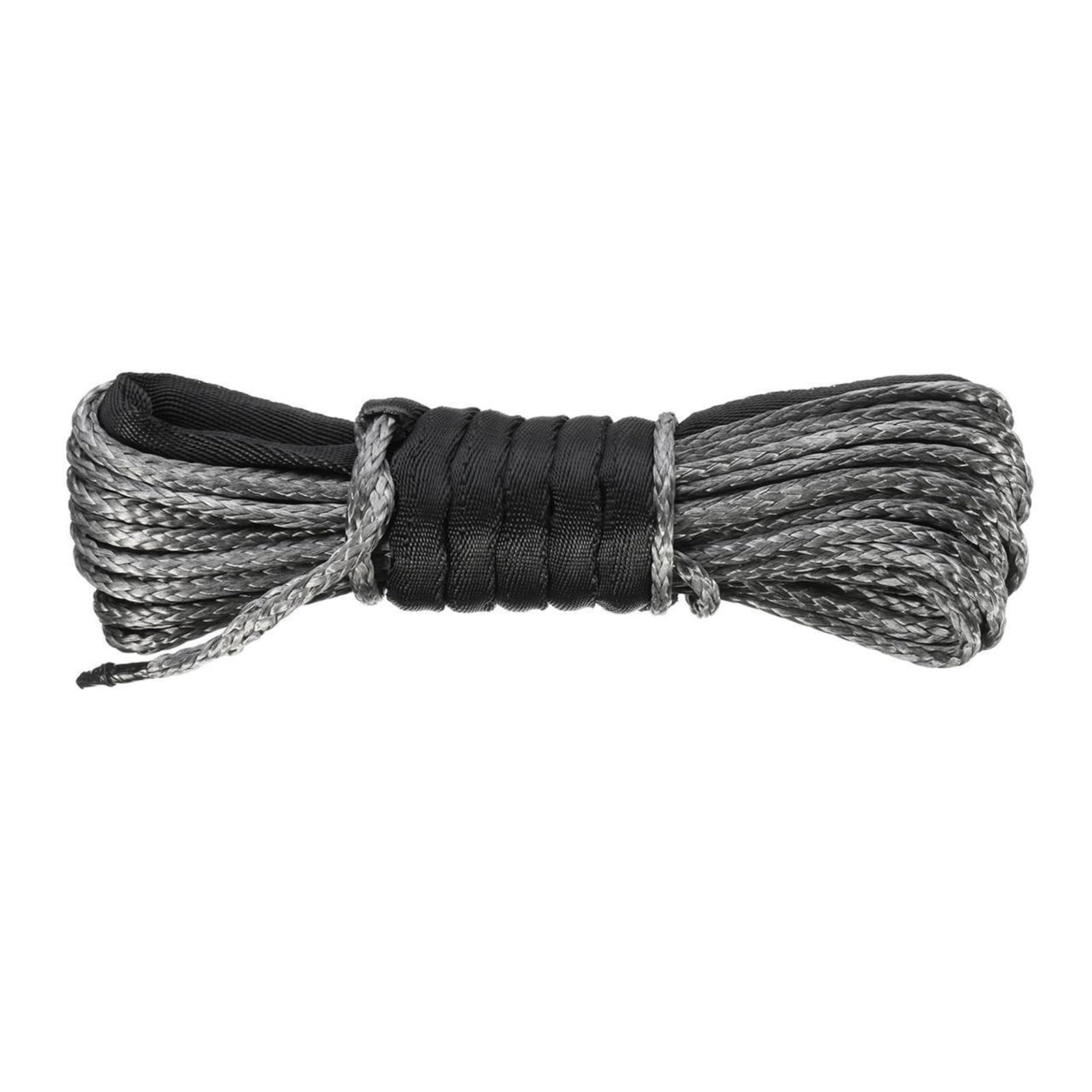 15m 5mm Wciągarka Linowa Linka Włókno Syntetyczne Do ATV UTV SUV 4X4 4WD Solidna I Niezawodna(Black grey)
