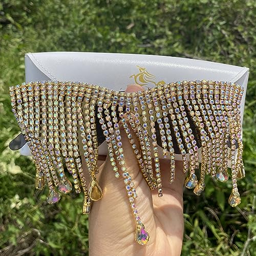 Colorful Tassel Cat Eye Sunglasses Rimless Men Women 90s Disco Sunglasses Oversized One-Piece Sunglasses With Rhinestones3